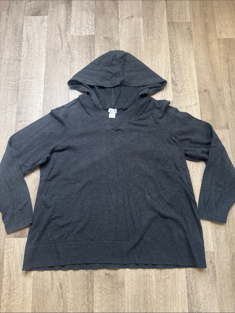 Chicos Hoodie Charcoal Gray Knit Pullover size 3 (XL)